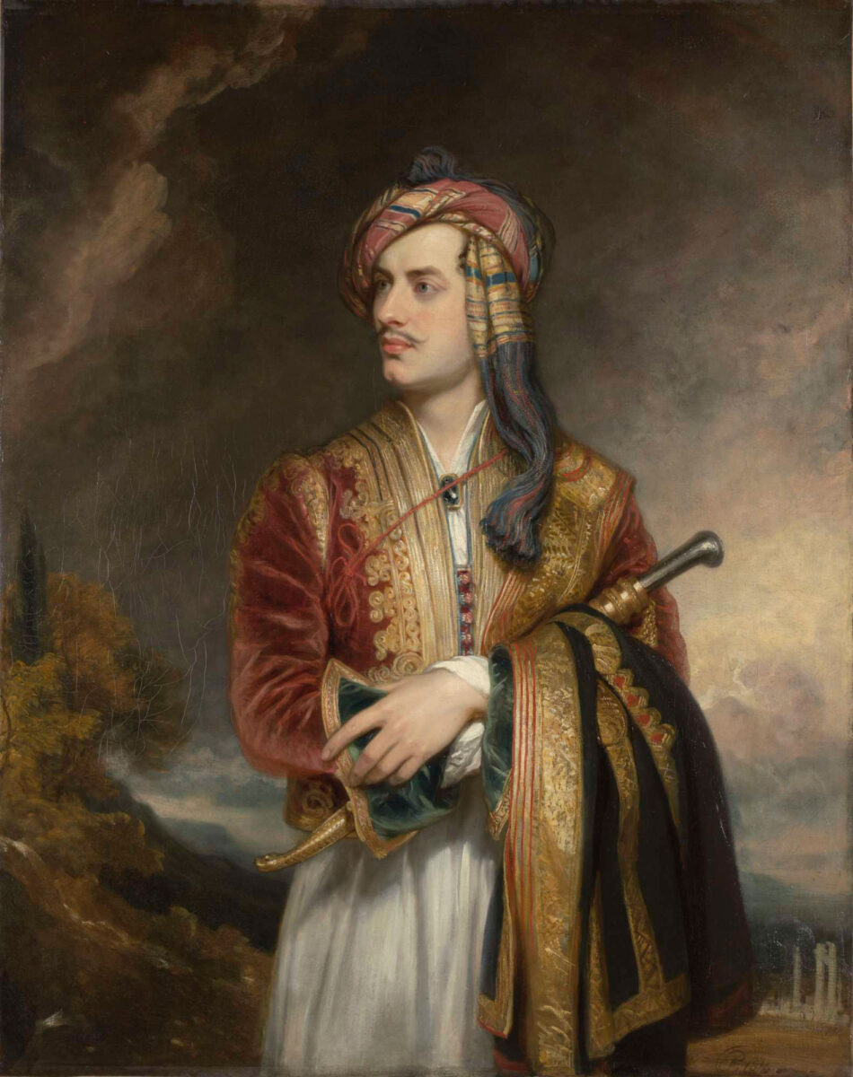 Thomas Phillips (1770-1845), George Gordon Noel Byron, 6th Baron Byron (1788-1824), poet, 1813, oil on canvas. On loan from the UK Government Art Collection (1976).