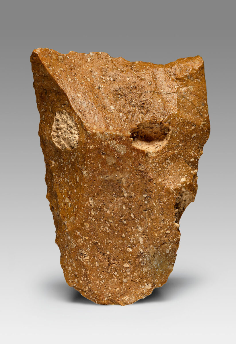 Cleaver, Mauritania, ca. 800,000–300,000 years, quartzite 
Tony Berlant Collection. ©Nasher Sculpture Center, Dallas. Photo by Kevin Todora

