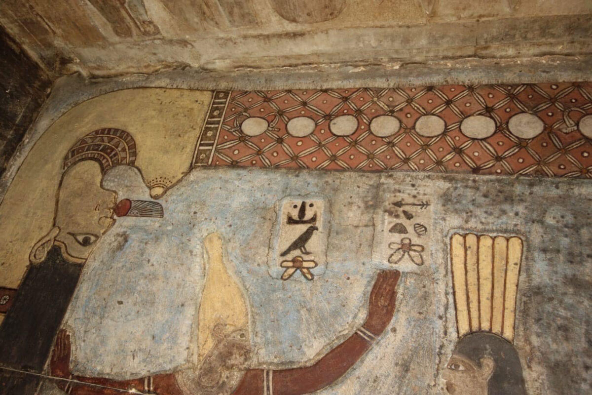 Cosmological scene that includes the sky goddess Nut. Esna. Source: MoTA Egypt.