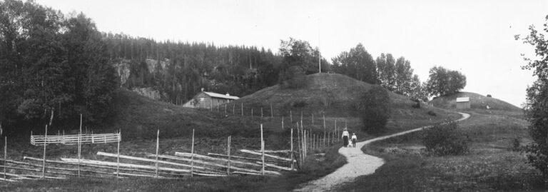 Three grave mounds photographed in Bertnem in the 1920s. Photo: Theodor Petersen.