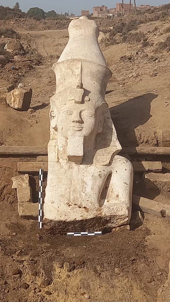 Statue of Ramesses II (upper part) from Ashmunein. Source, MoTa Egypt. 