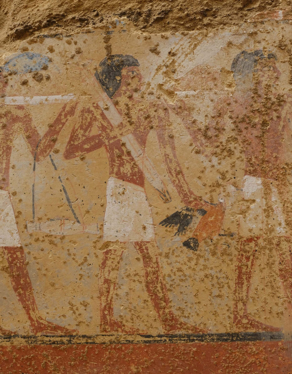 Close-up of the mastaba of Seneb-nebef: A servant brings a duck for the funeral sacrifice (Photo: Stephan Seidlmayer, Rights: DAI Cairo)
