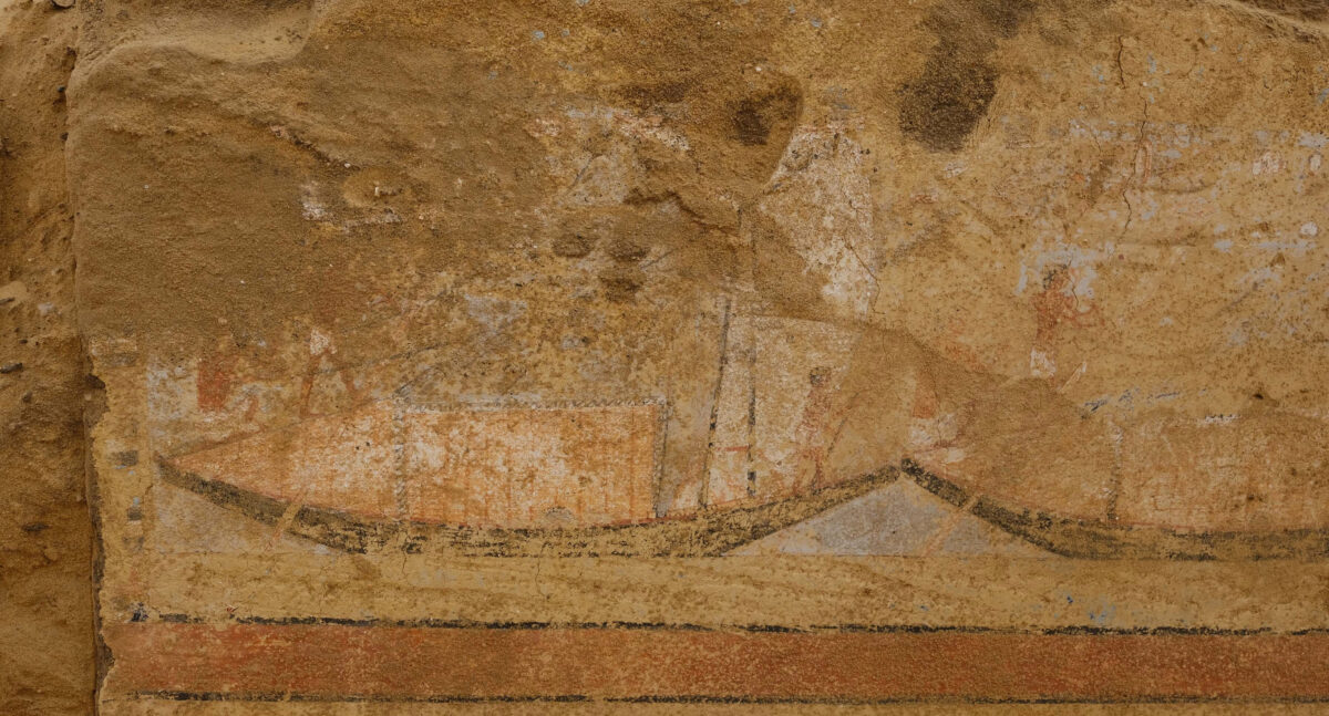 Close-up of the mastaba of Seneb-nebef: Ships on the Nile (Photo: Stephan Seidlmayer, Rights: DAI Cairo)