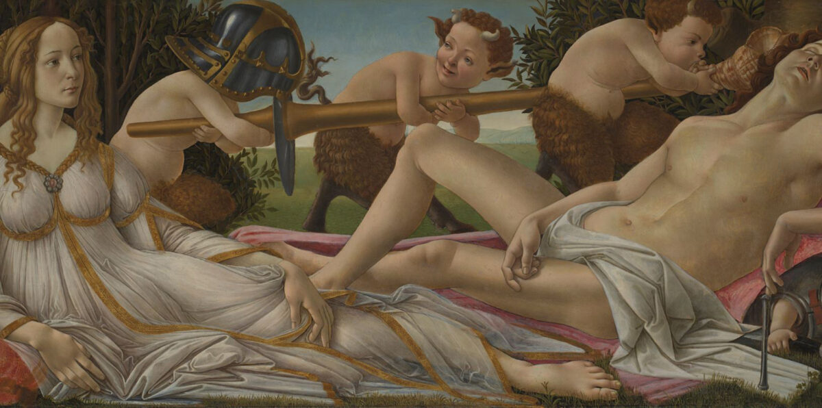 Sandro Botticelli, Venus and Mars, about 1485, © The National Gallery, London.