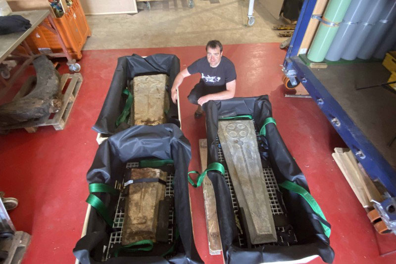 Medieval grave slabs recovered from historic shipwreck