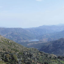 View to the northeast from the slopes of Onithé. In the distance is the Potamoi valley with the manmade Lake Potamoi.