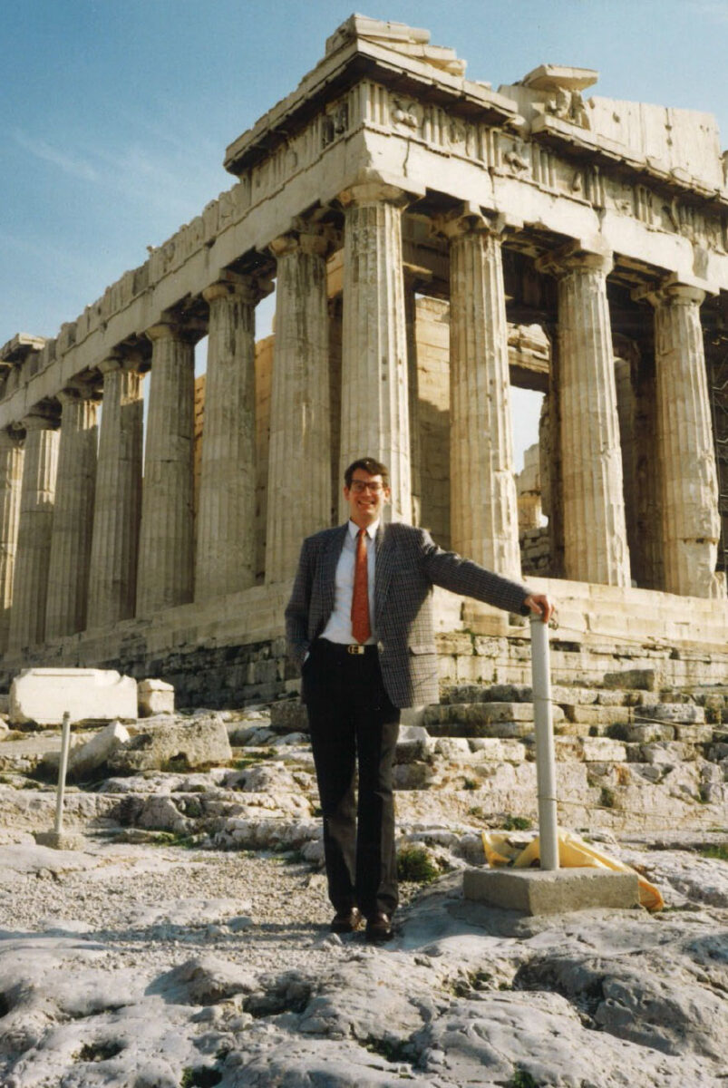 Professor Emeritus Øivind Andersen at the Acropolis during the early years of the NIA (Øivind Andersen).