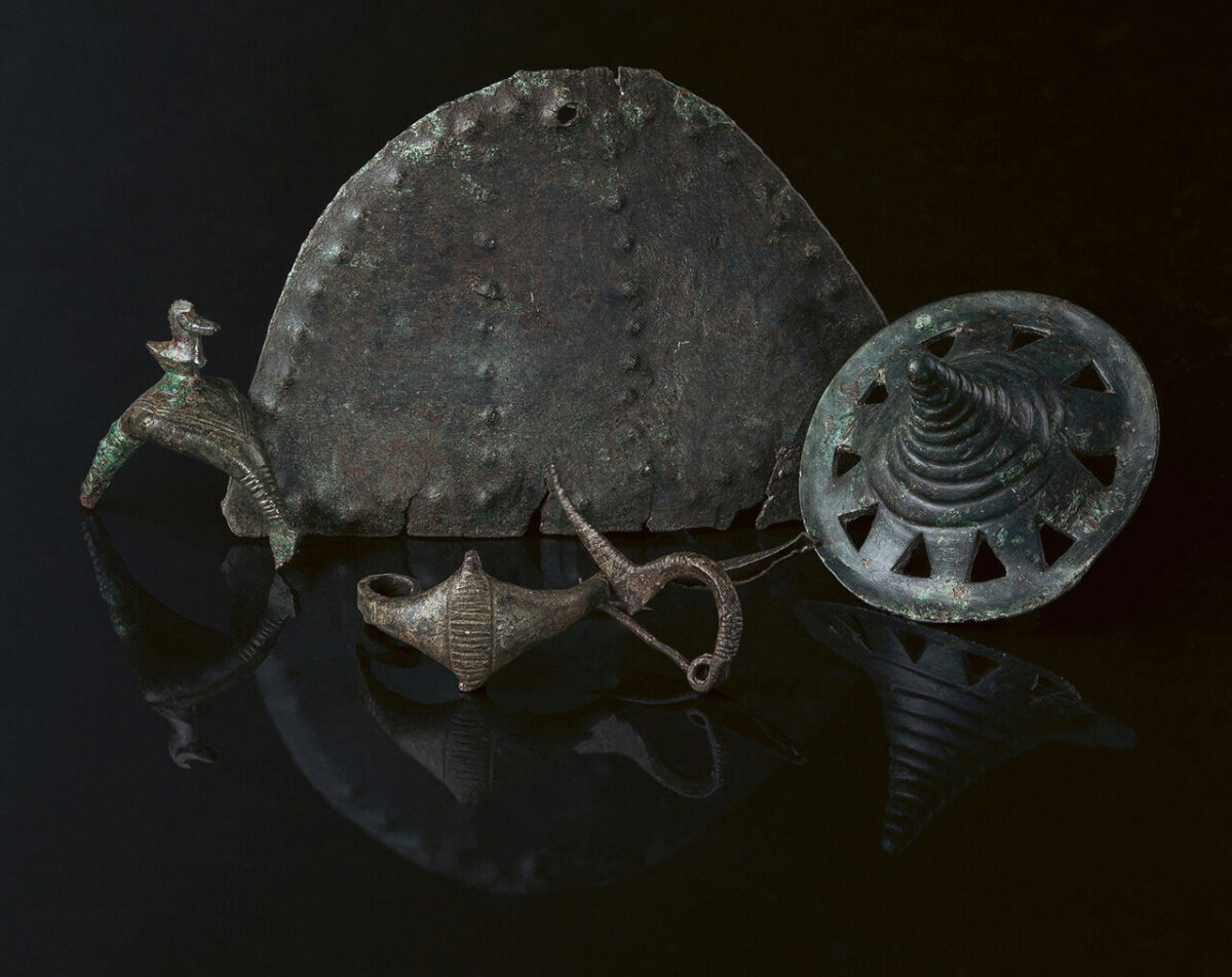 Some of the metal artefacts dating to the Early Iron Age that archaeologists found on Somló Hill in Hungary. Photo credit: Bence Soós et al; Photo by László György; CC BY 4.0).