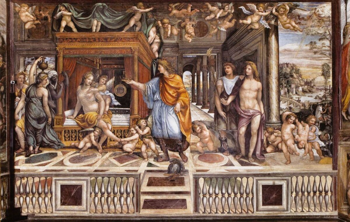 The wedding of Alexander and Roxana. Sala di Alessandro, villa Farnesina, Rome.