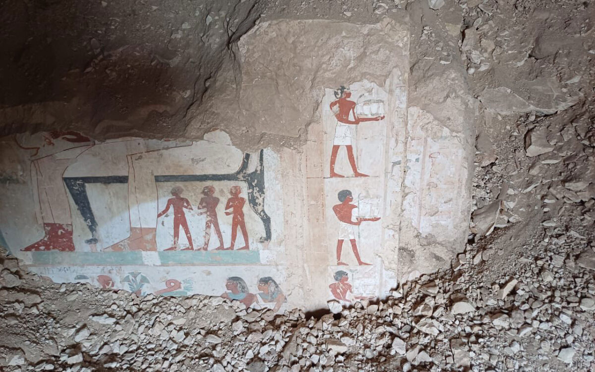 Partially surviving wall decoration from one of the tombs. Early New Kingdom. Source: MoTA Egypt.