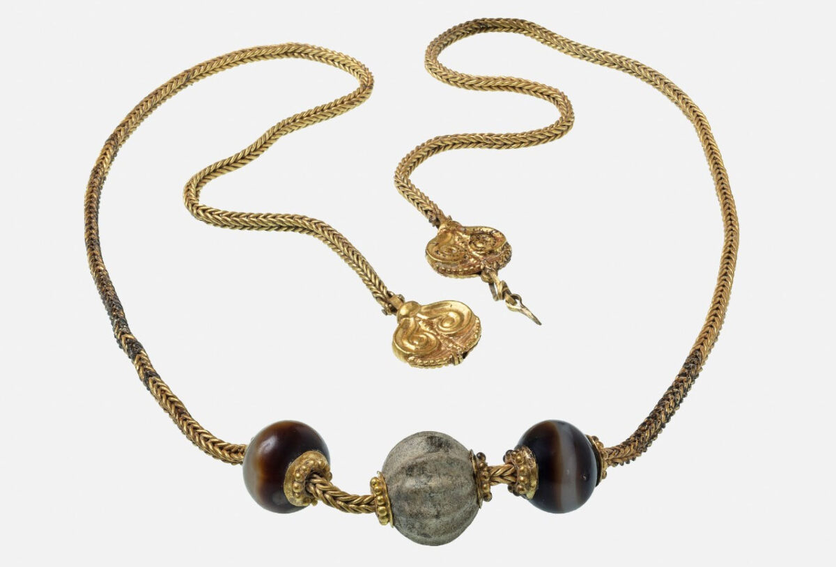 The Getty museum exhibit will display a gold Minoan necklace from excavations at the Palace of Nestor dating between 1630 and 1440 B.C.E. Photo/Jeff Vanderpool/UC Classics