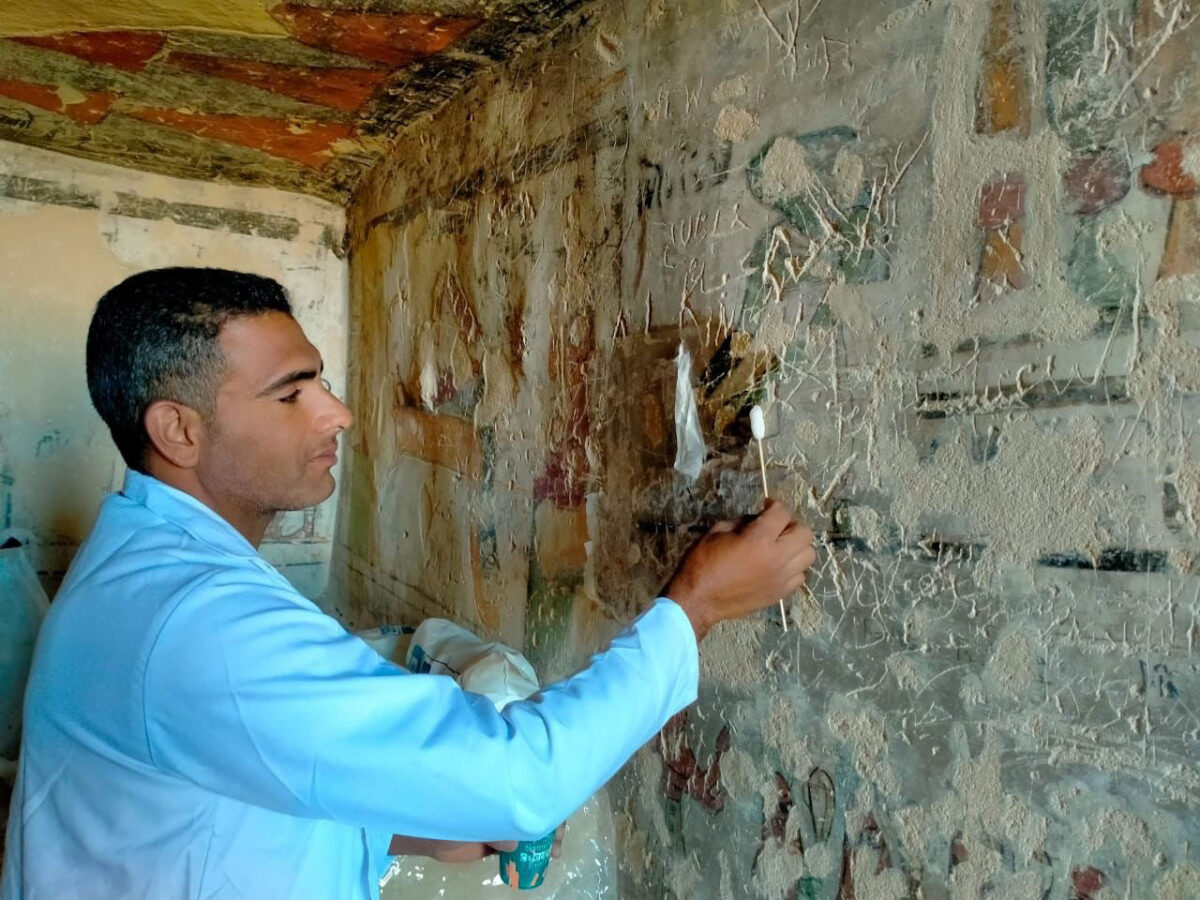 The “Tomb of the Two Brothers” under restoration. Image : MoTA