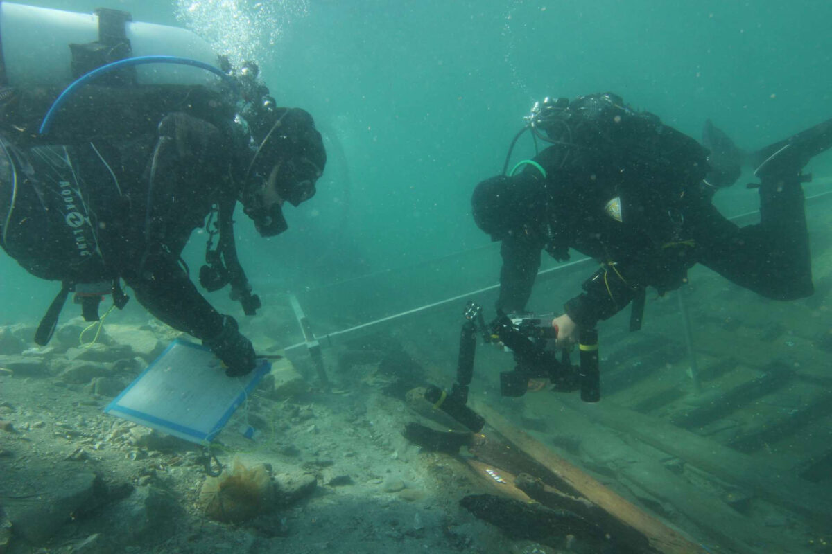 Ancient shipwreck in Sukošan, in Barbir Bay, Croatia. Photo credit: R. Scholz/ International Centre for Underwater Archaeology in Zadar