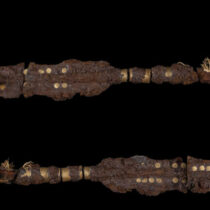 Gold-decorated iron lances sacrificed at sacred spring