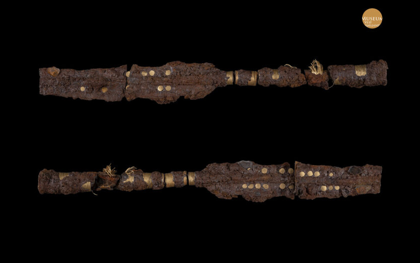 Gold-decorated iron lances sacrificed at sacred spring