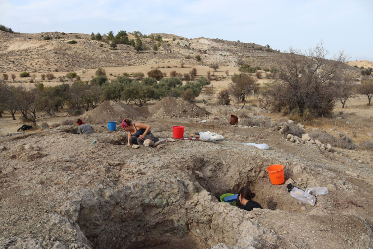 Fig, 2. The excavation has revealed a complex water-management system spread across three artificial terraces, including basins, cisterns, and plastered hydraulic installations. Image: Department of Antiquities of Cyprus
