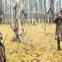 Stone Age deceased dressed in feather and fur headgear