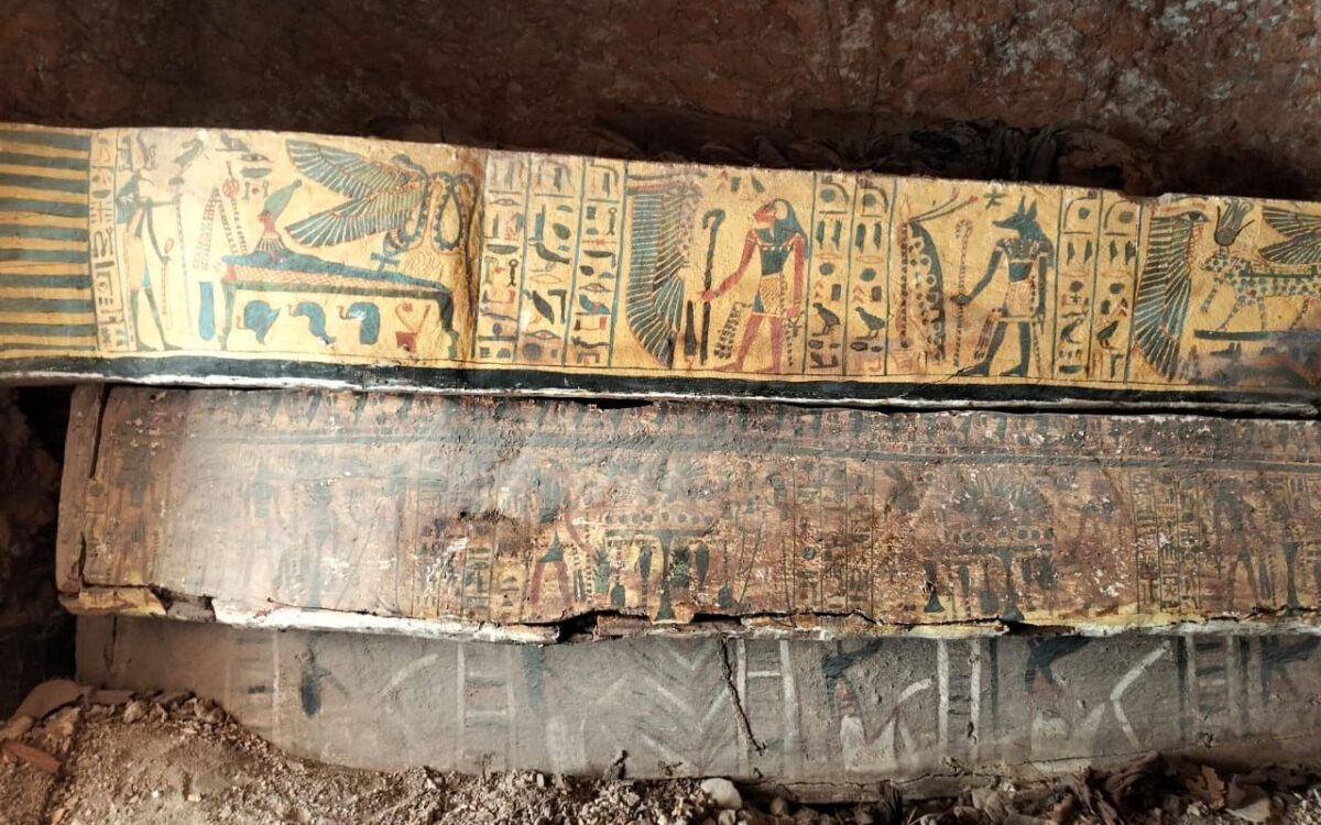 Cache of Painted Coffins and Papyri Discovered in Qurna