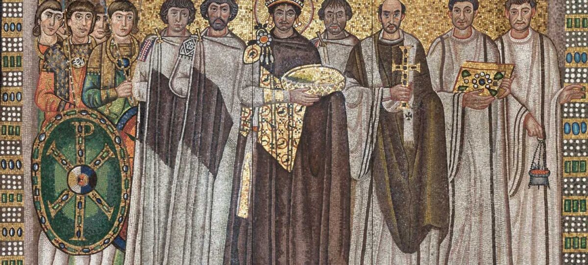 Justinian mosaic, San Vitale, consecrated 547, Ravenna, Italy